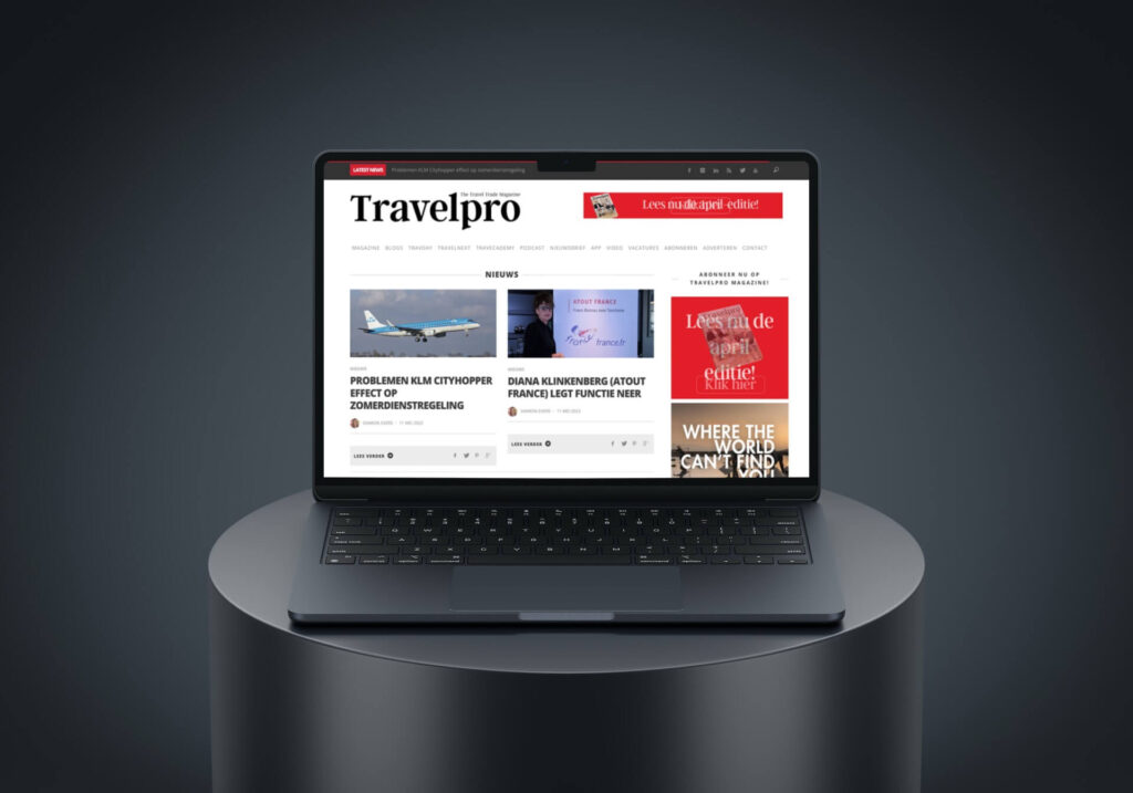 Travelpro.nl website op Macbook pro