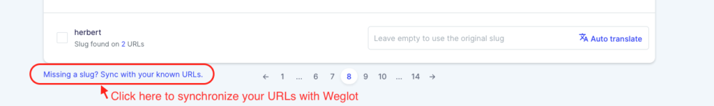 Nieuwe URL's synchroniseren in Weglot